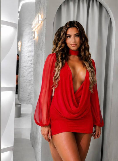 Vestido babero escote JAZMIN